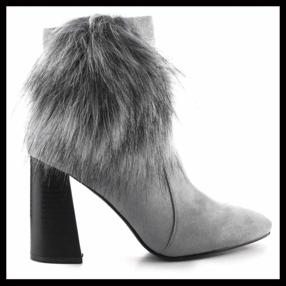 ANKLE BOOTIES GREY SUEDE HIGH HEEL ANKLE BOOTS A3C - Picture 4 of 8